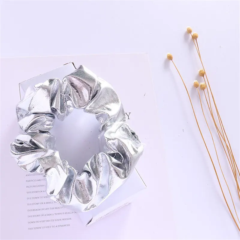 sliver headbands 1 или 2 шт. женские резинки для волос из искусственной кожи золотого цвета, винтажные резинки для конского хвоста, эластичные резинки для волос для девочек, блестящие резинки для волос, аксессуары для волос - Цвет: sliver headbands