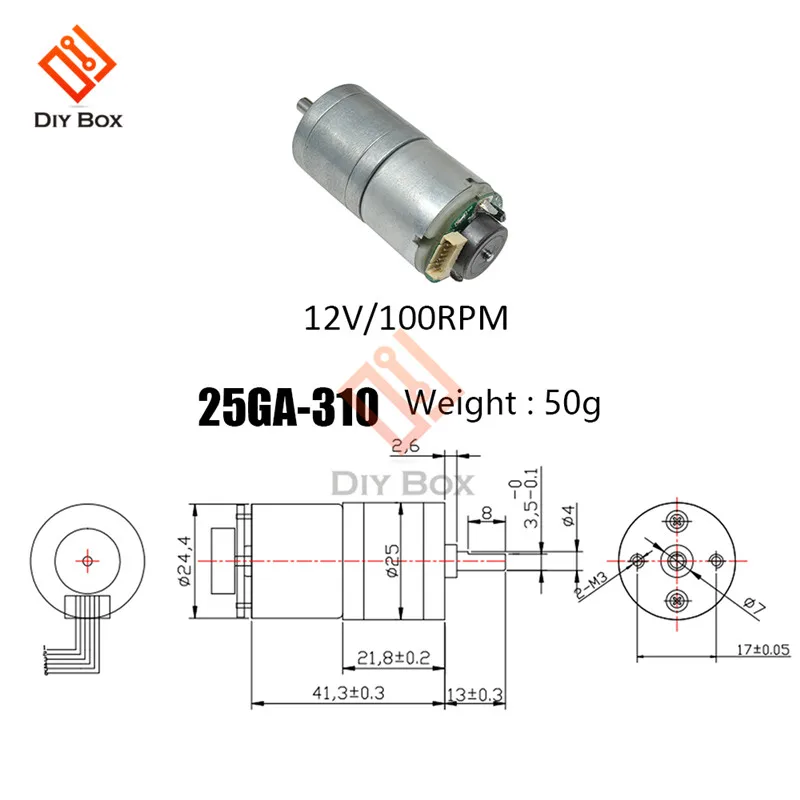 25GA-310 энкодер мотор-редуктор DC 12V высокий крутящий момент редуктор двигателя с металлическим зубчатым ящиком колеса для электронных игрушек