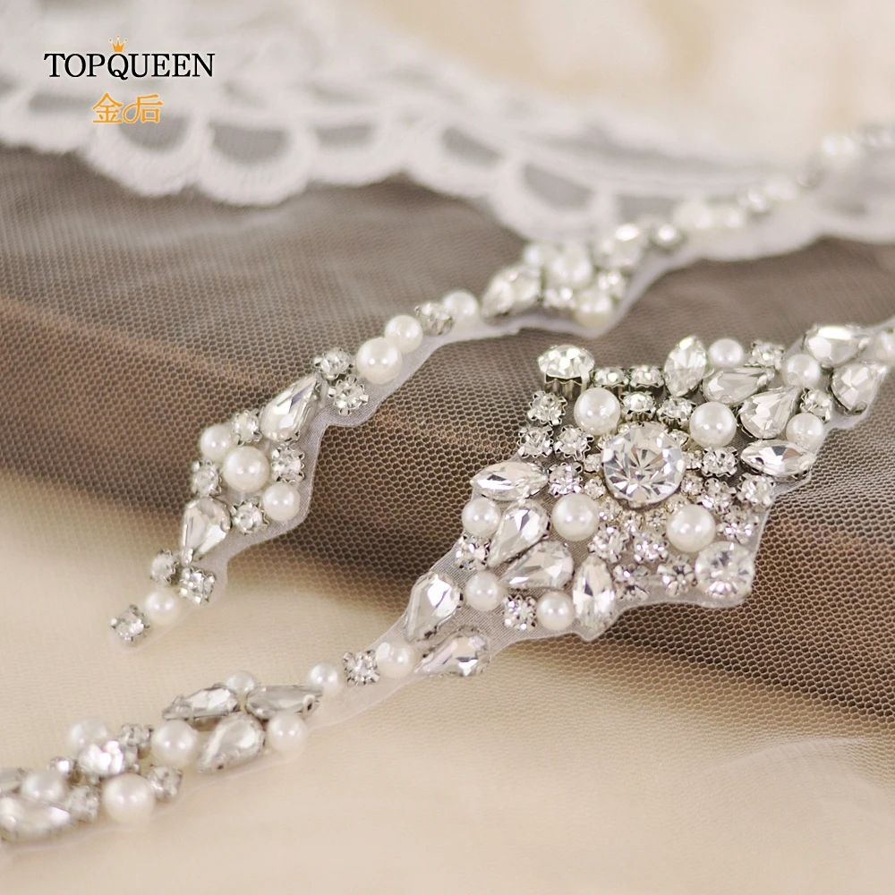 TOPQUEEN S357 свадебный пояс горный хрусталь ремни женский пояс для свадебного платья ремешок для свадебного платья свадебные пояса 1 см лента
