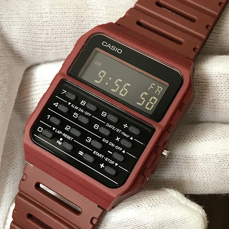 Casio CA-53WF-4B calculadora roja digital para hombre reloj original nuevo  clásico CA-53, Blanco, Digital