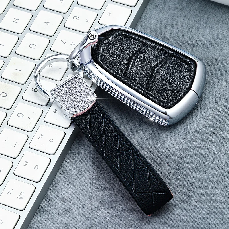 4button black 01 Роскошный алмаз Автомобильный Дистанционный ключ чехол для ключей для Cadillac ESV Cadillac Escalade CTS XTS SRX от АТС CT5 XT5 XT6 смарт-ключ - Название цвета: 4button black 01