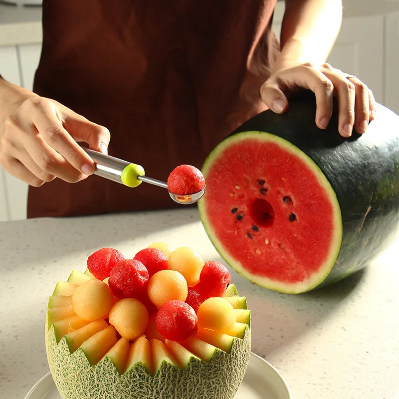 不锈钢水果工具三件套 水果雕花工具 水果挖球器挖球勺 跨境专供_2