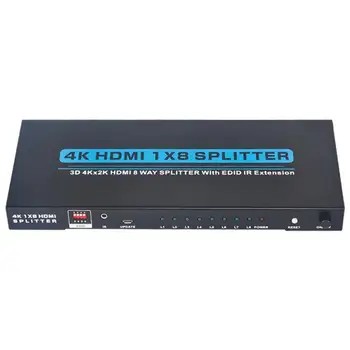 

1x8 HDMI 1.4 Splitter 1 IN 8 HDMI Splitter Switcher Support 4K / 30HZ HDCP Ir+Edid for HDTV PC DVD Projector