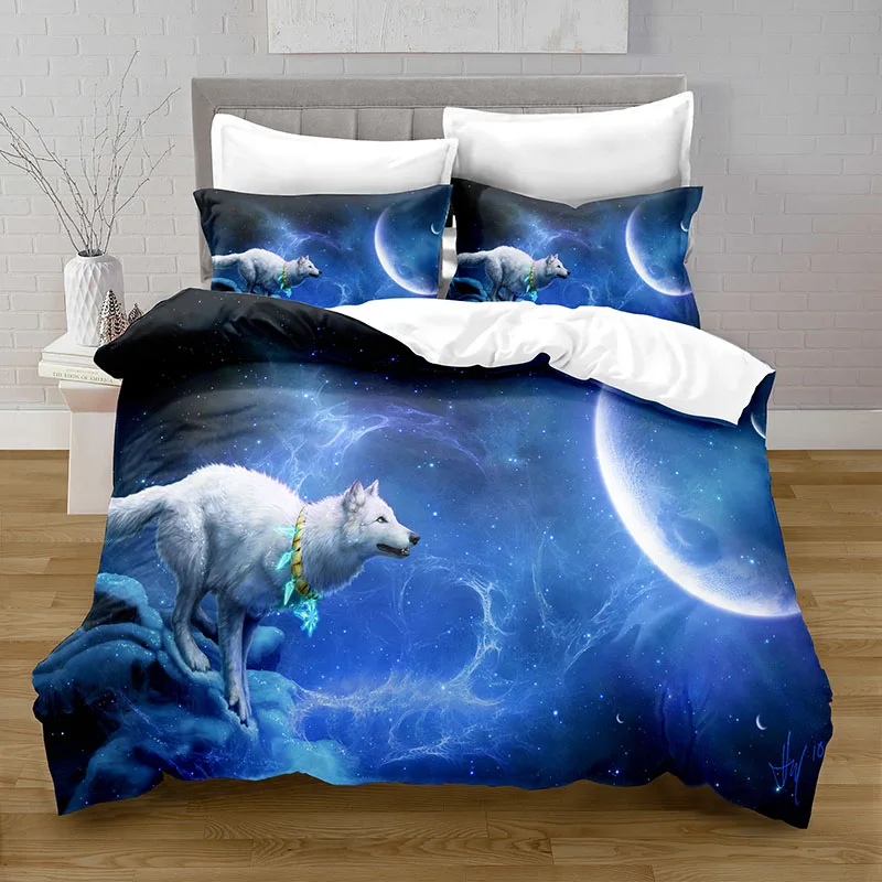 

100% Polyester Animal Wolf Duvet Cover Digital Printing Bedding Set with Pillowcase Bed Cover Boy Quilt Bedding Set