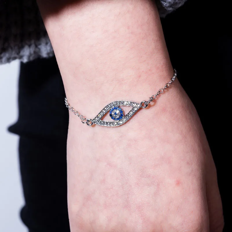 Браслет цепочка Серебряного и золотого цвета с голубым глазом|chain bracelet|lucky eyebracelet