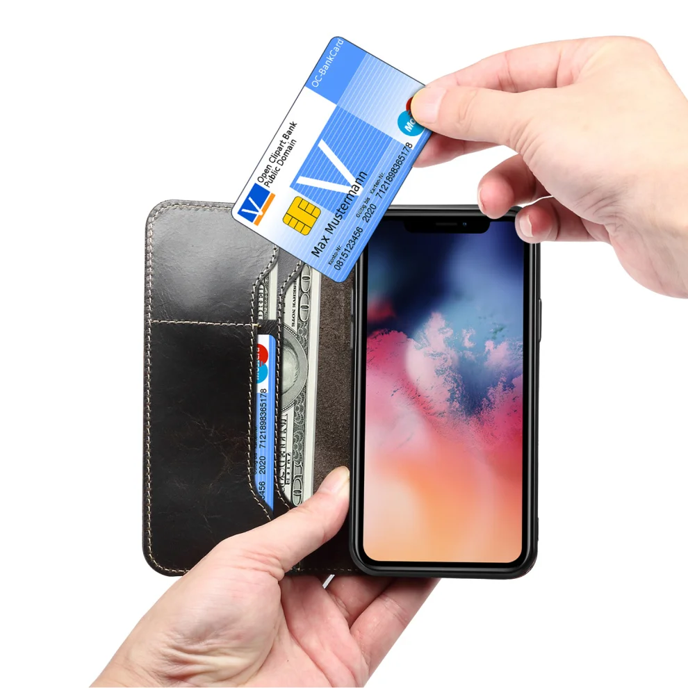 Premium Leather Magnet Button Flip Strap Case for iPhone 11/11 Pro/11 Pro Max 104