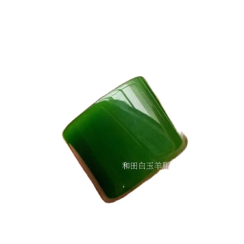 China Folk Traditional Jade Carving Green Jade Thumb Ring Statues