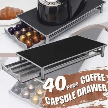 

40 Pods Coffee Capsule Drawer Organizer Storage Stand 405x220mm Coffee Capsules Holder Coffee Capsule Shelves For Nespresso