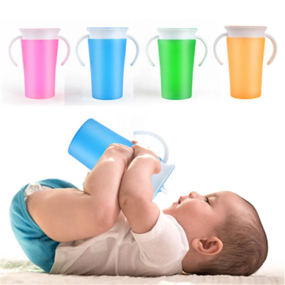 

Cups children's 360 degrees leak-proof drinking cup Solid Feeding afety silicone baby learning Children Baby Training 260 ml Cup