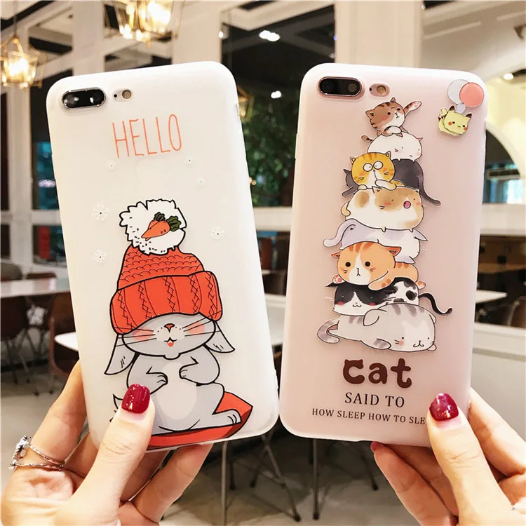 

For iPhone 6 6s 7 8 Plus 11 Pro Max X XR XS Max Phone Case Cartoon Cat Soft TPU Cover