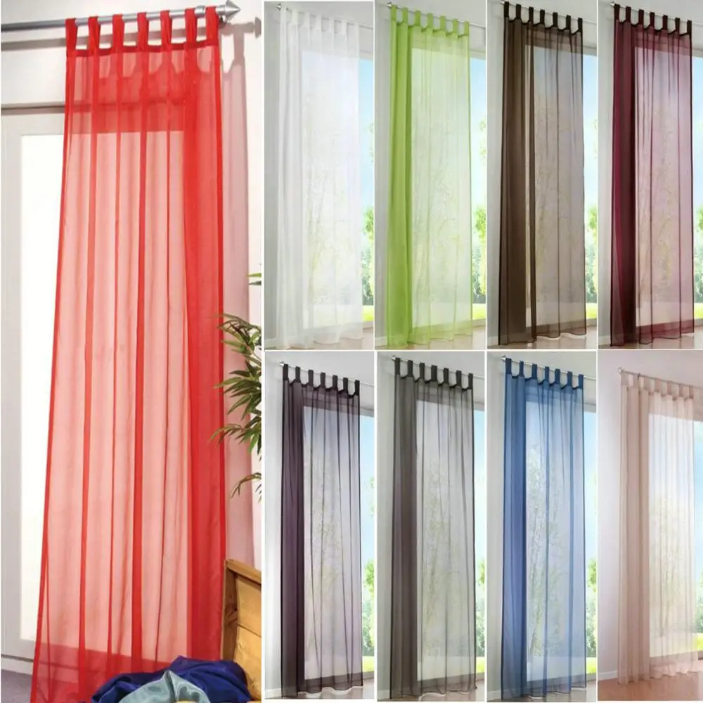 

Quality Thick Voile Curtains Panel Western Simple Sheer Solid Color Window Curtain Drape 1PC