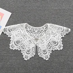 Sweet Dress False Collars Female Shirt Embroidery Fake Collar for Women Embroidery Big Shawl Wrap Dress Sweater Decorative