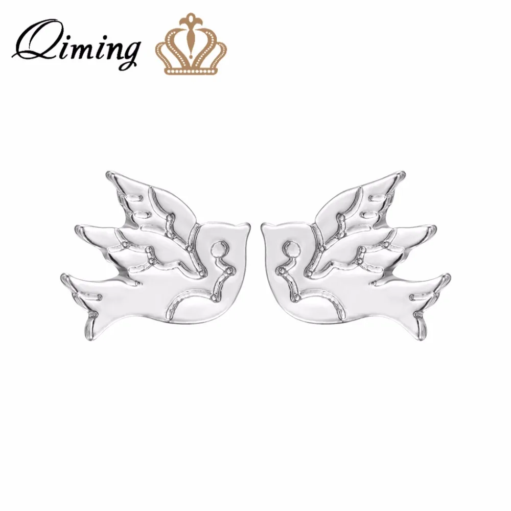 QIMING 2019 новый дизайн Воробей серьги в виде птиц для девочек женские серьга