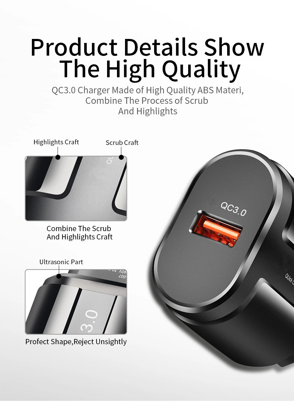Quick Charge 3.0 USB Charger QC 3.0 18W Fast Charging EU US Plug Adapter Wall Mobile Phone Charger For iPhone X Samsung Xiaomi (6)