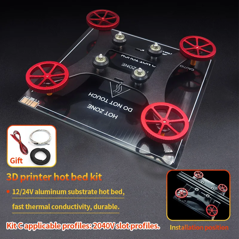 Kit de Viveiro Eixo y para Impressora 3d 150 mm 235 mm 310 mm 12v 24v com Termistores Ntc Cabo de Alimentação 100k