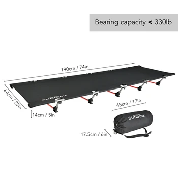 

Single Person Outdoor Folding Bed 330LB Bearing Weight Compact for Outdoor Hiking Backpacking Picnic Camping