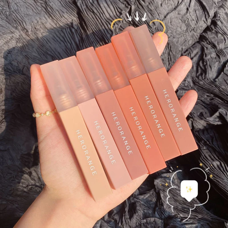 Матовая бархатная помада HERORANGE фруктовая глина для губ блеск стойкий