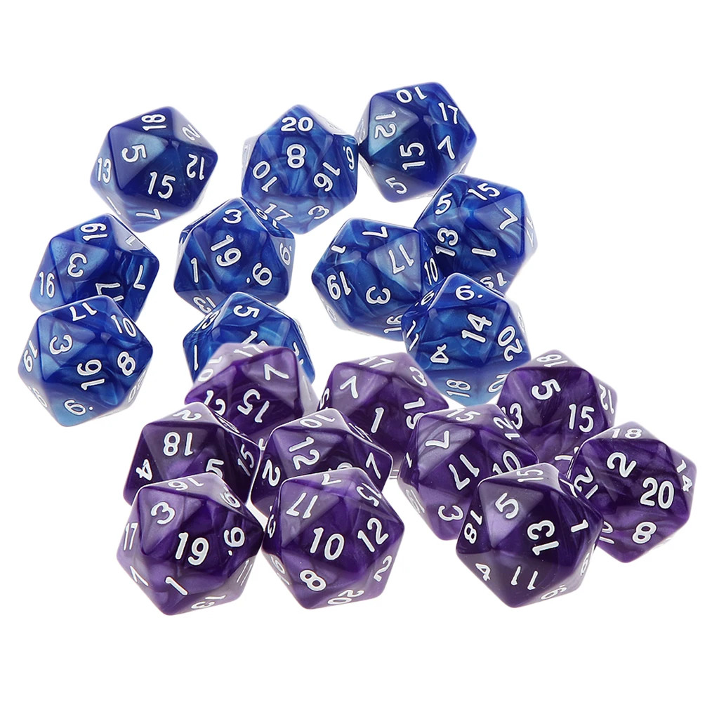 20 штук, 20-сторонние игральные кости D20 для игры в D&D, вечерние ролевые игры