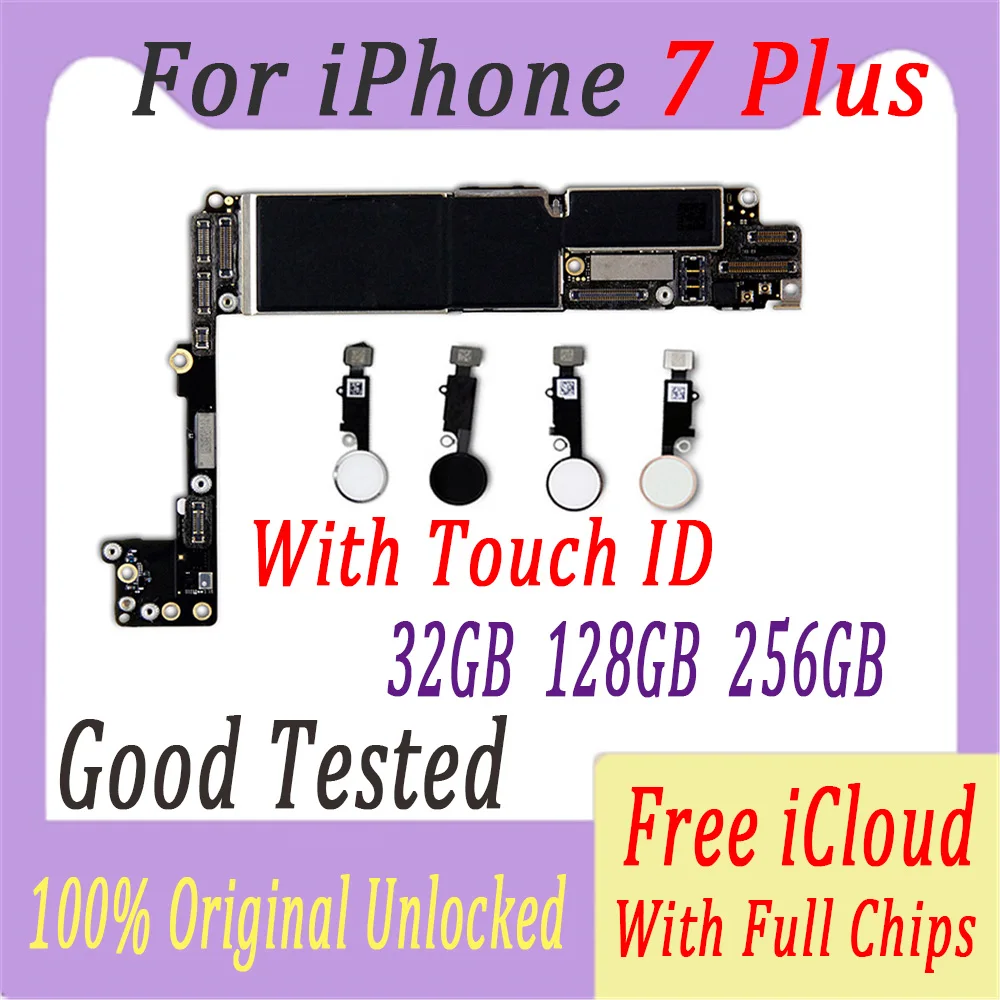 32 ГБ/128 ГБ/256 ГБ Бесплатный iCloud для iphone 7 Plus материнская плата с/без Touch ID, оригинальная разблокированная материнская плата для iphone 7 P MB