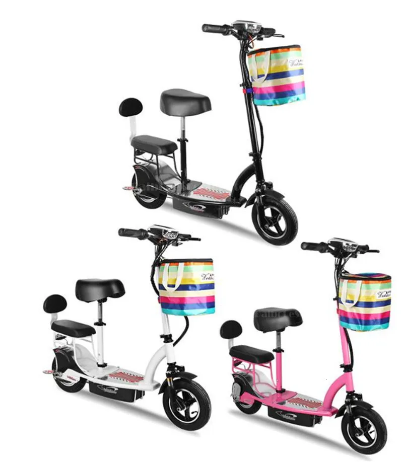 Mini Electric Bike Two Wheels Electric Bicycle 10 Inch Single Motor 350W 36V Foldable Electric Scooter Pink For Women (19)