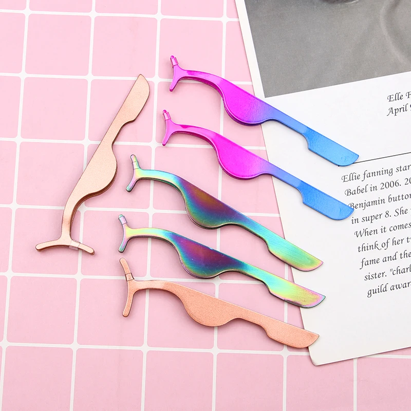 False Eyelash 1pc Tweezers False Eyelashes Applicator Eyelash Extension Curler Nipper Auxiliary Clamp Makeup Forceps Tools