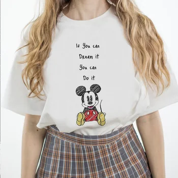 

Lf You Can Dream If You Can Do If Print T-shirt Women 2020 New Summer Cute Mice Hot Sale Trend Style Harajuku Casual T Shirt