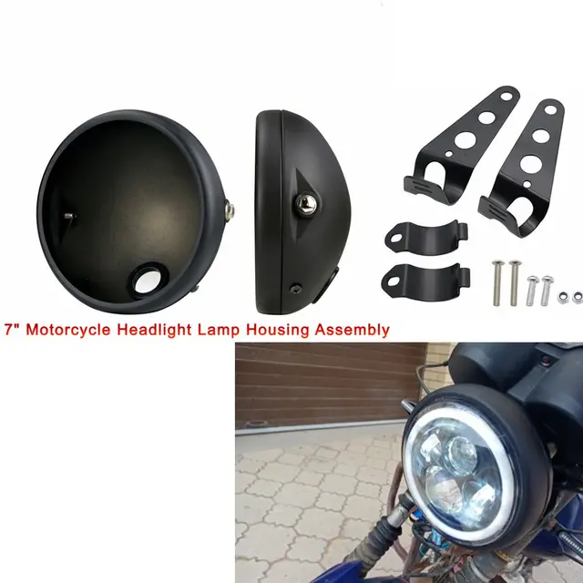 7 Inch Aluminum Motorcycle Modification LED Headlight Head Lamp Housing Cover LED Headlamp Light Cover Bucket Housing Black 7 Inch Aluminum Motorcycle Modification LED Headlight Head Lamp Housing Cover LED Headlamp Light Cover Bucket Housing Black
