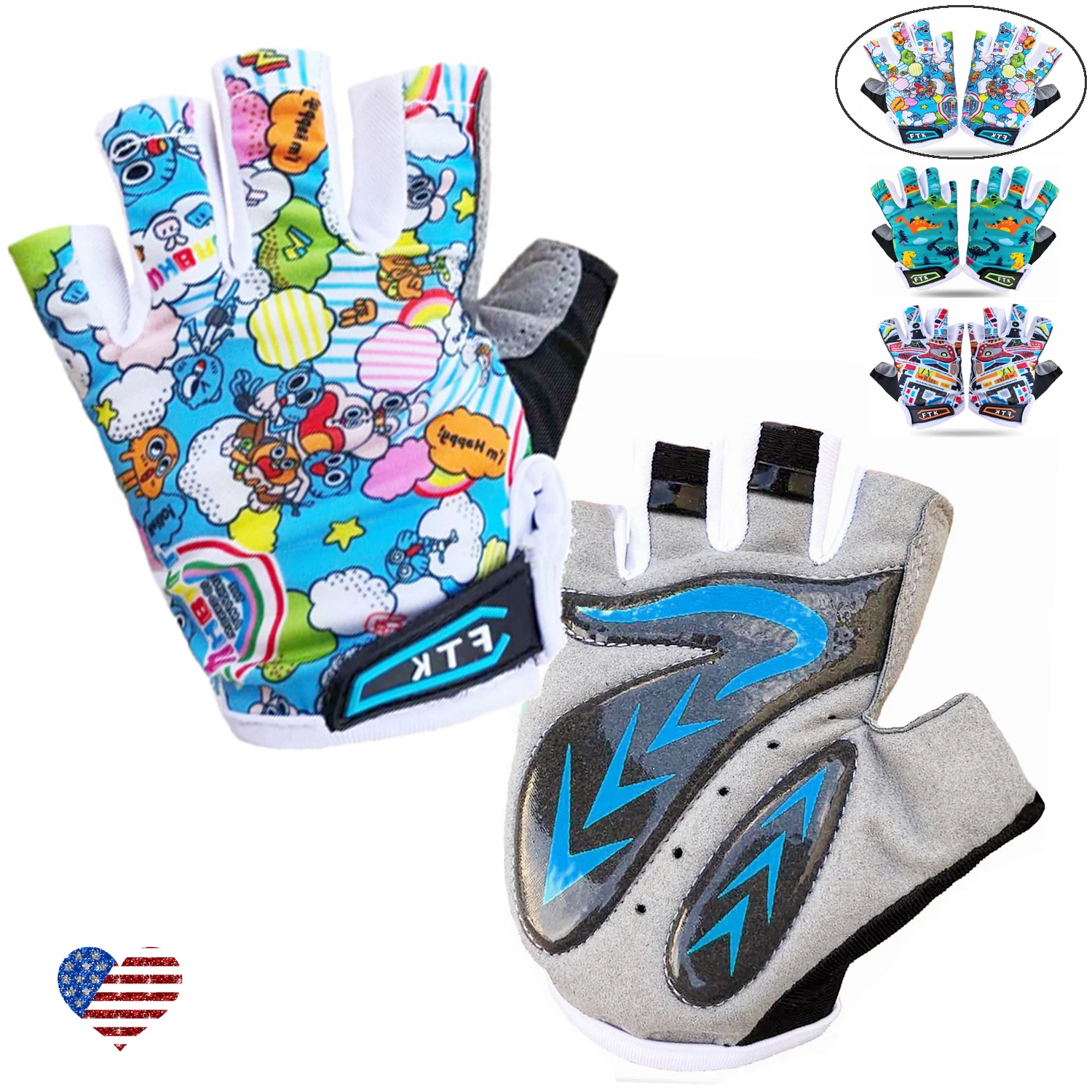 Miokkley Girls Fingerless Bike Gloves - Sport Gloves For Ages 4-10 For Cycling, Monkey Bars & Climbing