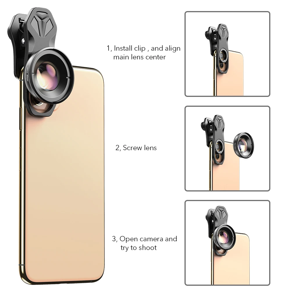APEXEL 30 80 мм Супер Макро объектив фотокамера HD оптический макрообъектив для iPhone 7 8 XR