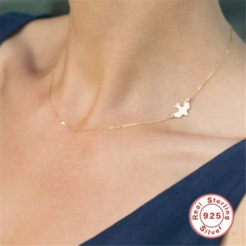 

2019 Hot Popular Bird Pendants Necklace Women Long Chain Alloy Fashion S925 Sliver Necklace Gift Jewelry