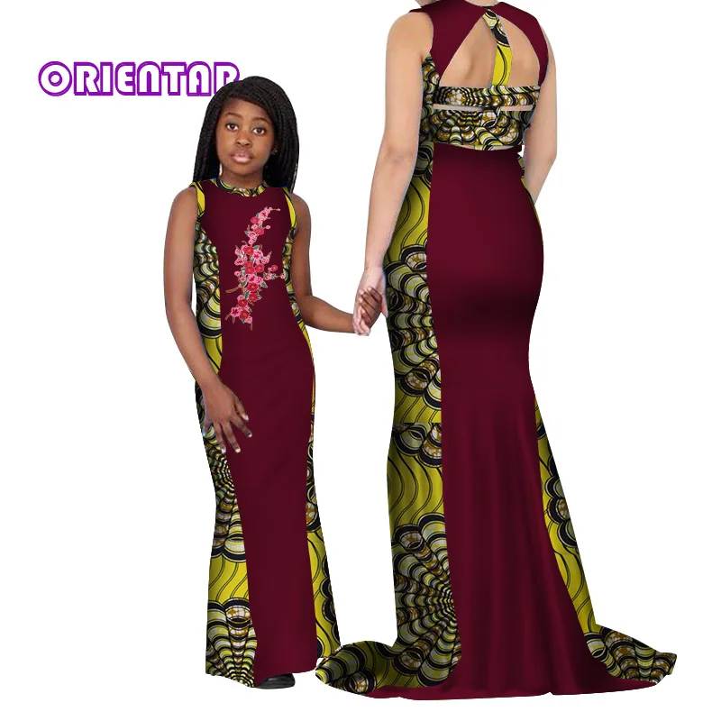 Комплект из 2 предметов платья в африканском стиле для мамы и дочки Семейные