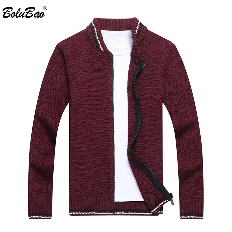 

BOLUBAO Autumn Men Solid Color Sweater Fashion Brand Men's Slim Fit Wild Baseball Collar Sweatercoat Male Cardigan Sweaters