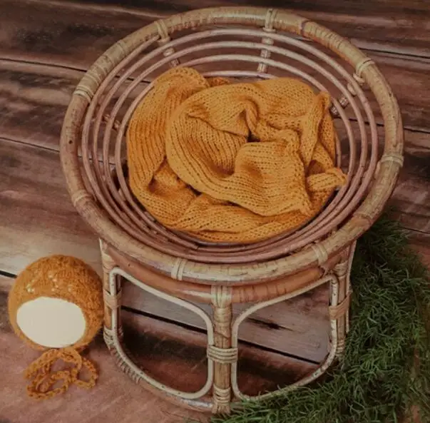 Newborn Photo Shoot Posing Bed Rattan Basket Baby Photography Props Handmade Vintage Chair For Boys Girls Fotografia Acessorio