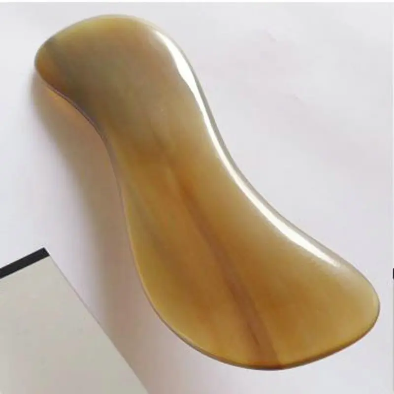 Gua sha инструмент большой и широкий s-тип красоты лица лучше. Подлинный натуральный белый соскабливающий массаж с рогом буйвола