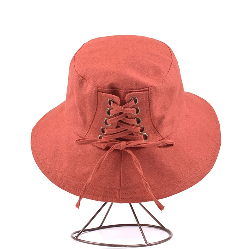 orange red GAOKE, летняя складная шляпа-ведро, унисекс, для женщин, для улицы, солнцезащитная, хлопковая, для рыбалки, охоты, мужская, для бассейна, шапочки, защита от солнца, шапки - Цвет: orange red