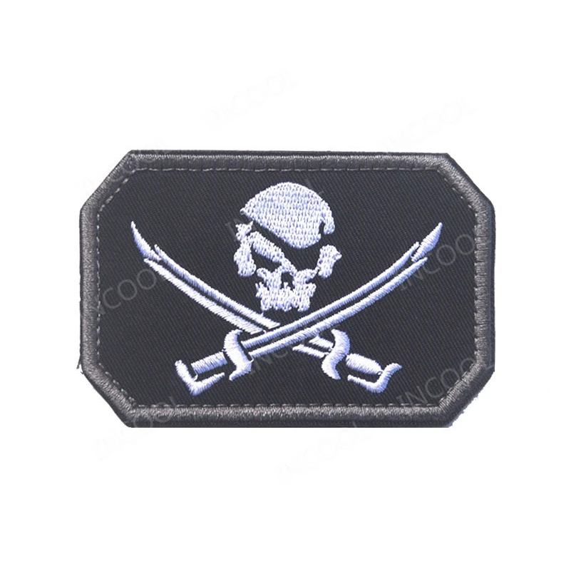 6 Embroidered 8X5 CM Вышитые патчи череп мечи тактический военный боевой патч аппликации эмблема 3D резиновые ПВХ значки на одежду колпаки для рюкзака - Цвет: 6 Embroidered 8X5 CM