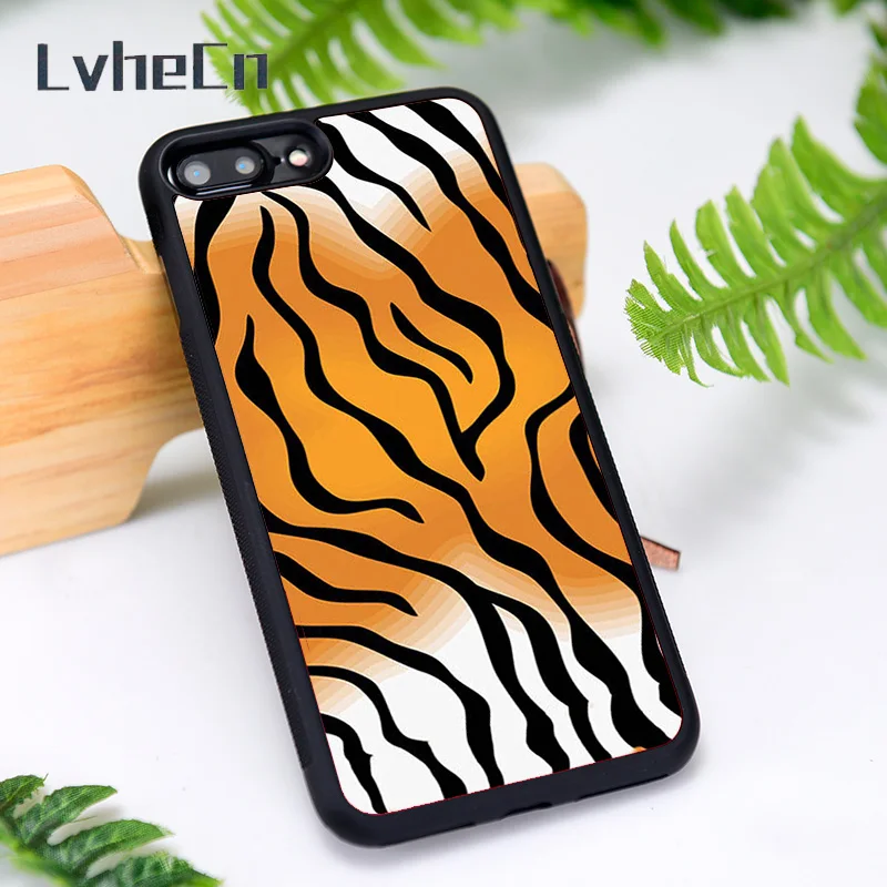 Силиконовый резиновый чехол LvheCn для телефона iPhone 6 6S 7 8 Plus X XS XR 11 12 Mini Pro Max тигровая