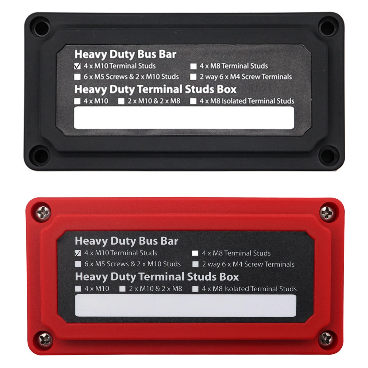 300A AMP Bus Bar Heavy Duty Module Design Power Distribution Block Box 4x M8 5 16 Terminal Studs Marine Automotive Rv Car Truck Black Red - View #3