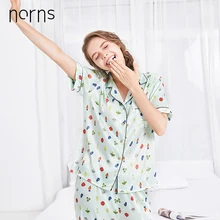 Norns новые шелковые пижамы женские пижамы четыре сезона с коротким рукавом Брюки домашний сервис набор ночное белье