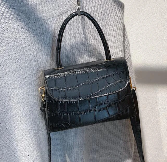 Новинка, женская сумка с крокодиловым узором, Сумка с клапаном, дизайнерская сумка через плечо, черные вечерние клатчи OC593 - Цвет: black