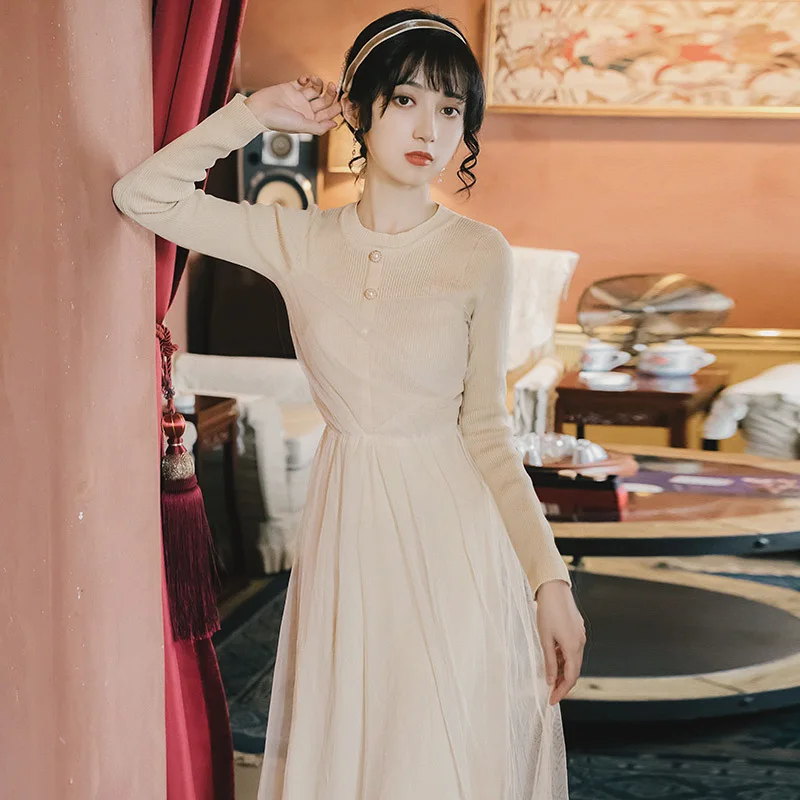 

2019 New Style Women's Dress Slim Fit Slimming Gauze Early Autumn Long Knitted Skirt