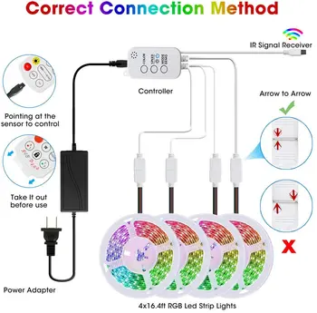 

65.6FT/20M LED Strip Lights, HRDJ RGB LED Light Strip Music Sync RGB LED Strip,5050 SMD Color Changing LED Strip Light Bluetooth