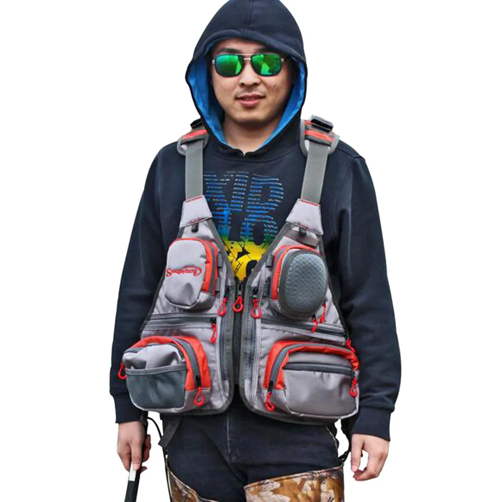 Adjustable Belt Fishing Vest Multi-Pocket Mesh Waistcoat for Hunting Camping