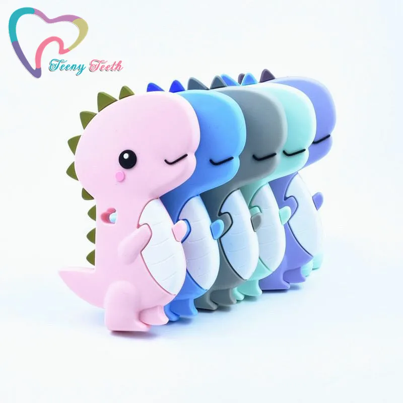 

1 PC Cartoon Dinosaur Silicone Teether Baby Teething Toys Animal Rubber Baby Shower Gift Food Grade Cartoon Dino Teether Beads