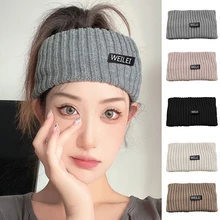 

Simple Letter Wide Knitted Headband Fashion Letter Wide-brimmed Ladies Hair Accessories Casual Hip Hop Wide Woolen Headband