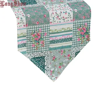 

Home Decorative Japanese Korea-style Fresh Style Green Floral Plaid 33x145cm Cotton Linen Table Runner