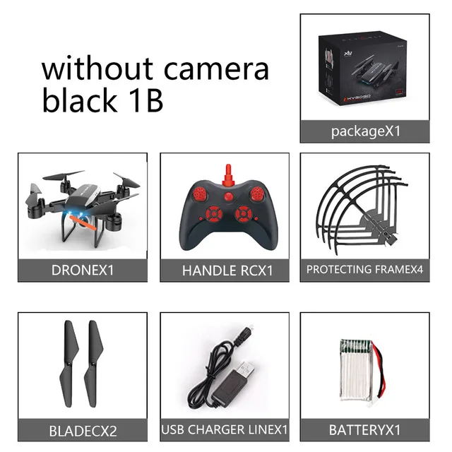 black no camera 1B KY606D 4K HD камера дрон с камерой HD wifi FPV квадрокоптер складной самолет батарея защита оптического потока позиционирования подарки - Цвет: black no camera 1B