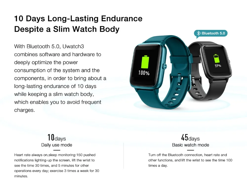 UMIDIGI Uwatch3 Смарт-часы для мужчин и женщин 5ATM водонепроницаемый фитнес-трекер Спортивный Браслет мониторинг сердечного ритма сна для Android IOS Новинка