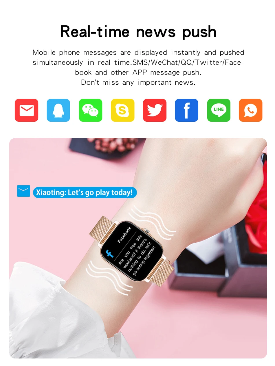 For Xiaomi Samsung Android Phone Reloj Inteligente Mujer Custom Dial Smart watch Women Bluetooth Call 2021 Smart Watch Men +Box
