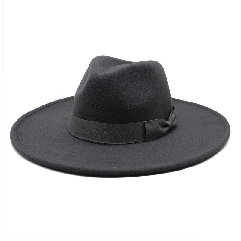 Sombrero Fedora De Ala Ancha Ericotry - Fieltro Negro, Hebilla Decorativa, Talla Ajustable (56-58 Cm), Unisex, Ideal Para Otoño E Invierno